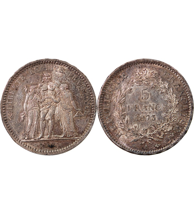 HERCULE - 5 FRANCS ARGENT 1873 A PARIS﻿