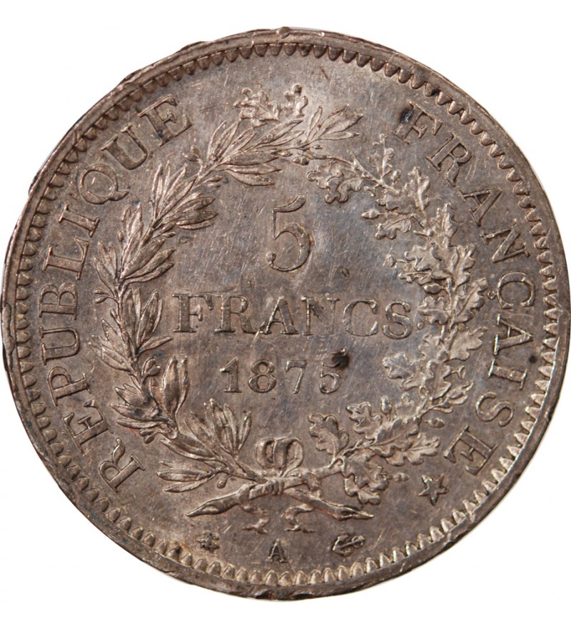 HERCULE - 5 FRANCS ARGENT 1875 A PARIS﻿