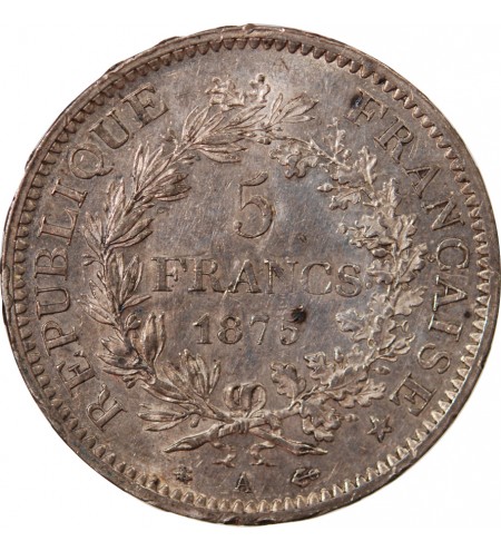HERCULE - 5 FRANCS ARGENT 1875 A PARIS﻿