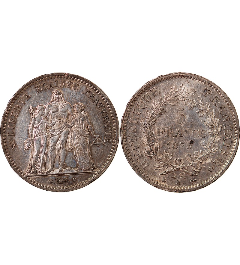 HERCULE - 5 FRANCS ARGENT 1875 A PARIS﻿