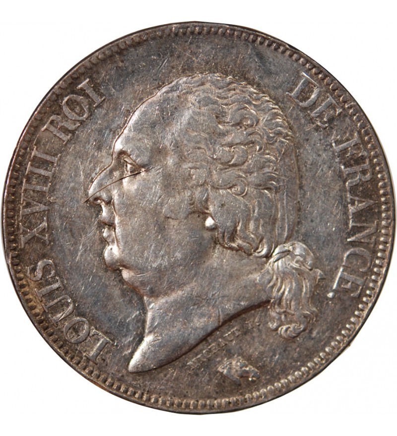 LOUIS XVIII - 5 FRANCS ARGENT 1822 A PARIS