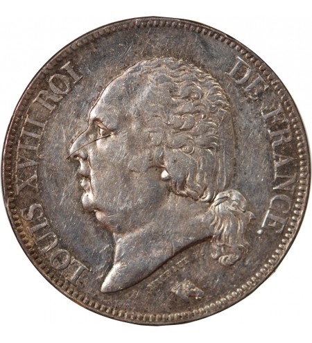 LOUIS XVIII - 5 FRANCS ARGENT 1822 A PARIS