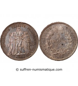 HERCULE - 5 FRANCS ARGENT 1875 A PARIS﻿