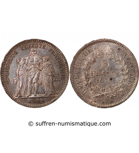 HERCULE - 5 FRANCS ARGENT 1875 A PARIS﻿