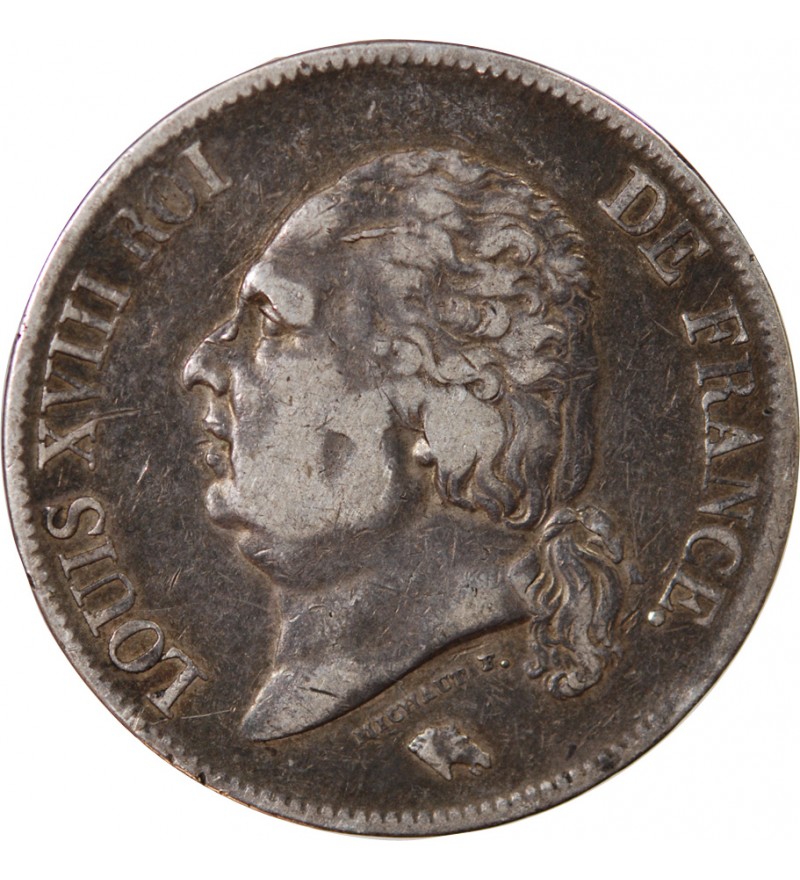 LOUIS XVIII - 5 FRANCS 1824 W LILLE