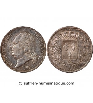 LOUIS XVIII - 5 FRANCS ARGENT 1822 A PARIS