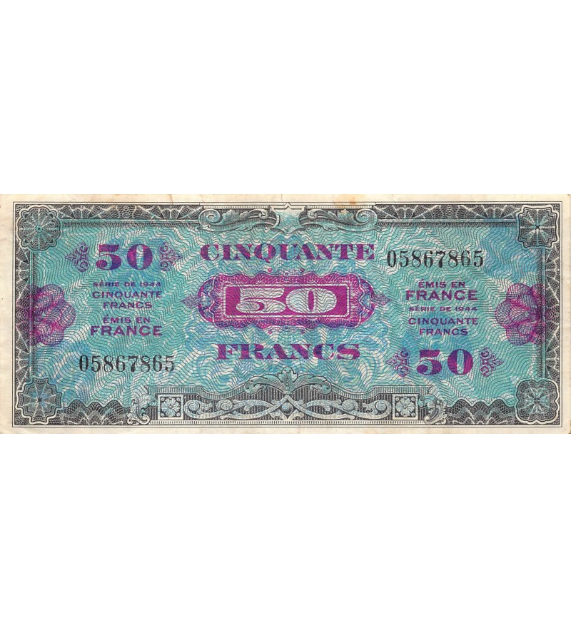 IMPRESSION AMERICAINE - 50 FRANCS DRAPEAU Type 1944 - TTB