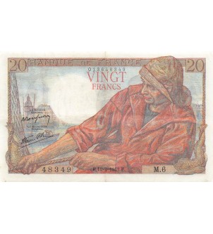 FRANCE, PÊCHEUR - 20 FRANCS 12/02/1942 - SÉRIE M.6 - TTB+ 2