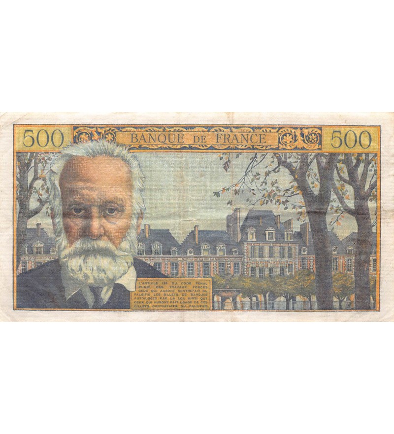 FRANCE, VICTOR HUGO, 500 FRANCS 04/03/1954 - Série U.22 - TB+