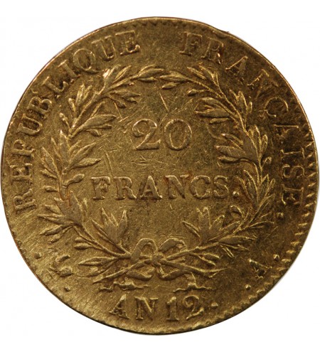 BONAPARTE 1er CONSUL﻿ - 20 FRANCS OR AN 12 A PARIS﻿