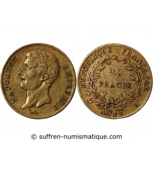 NAPOLEON Ier - 20 FRANCS OR AN 12 A PARIS﻿ "Type intermédiaire" sans point