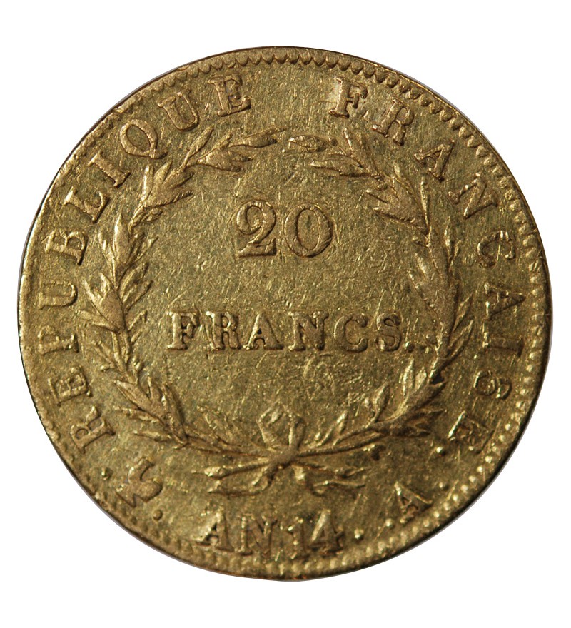 NAPOLEON Ier﻿ - 20 FRANCS OR AN 14 A PARIS﻿﻿﻿ "Calendrier révolutionnaire"