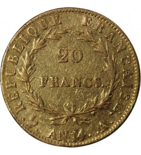 NAPOLEON Ier﻿ - 20 FRANCS OR AN 14 A PARIS﻿﻿﻿ "Calendrier révolutionnaire"