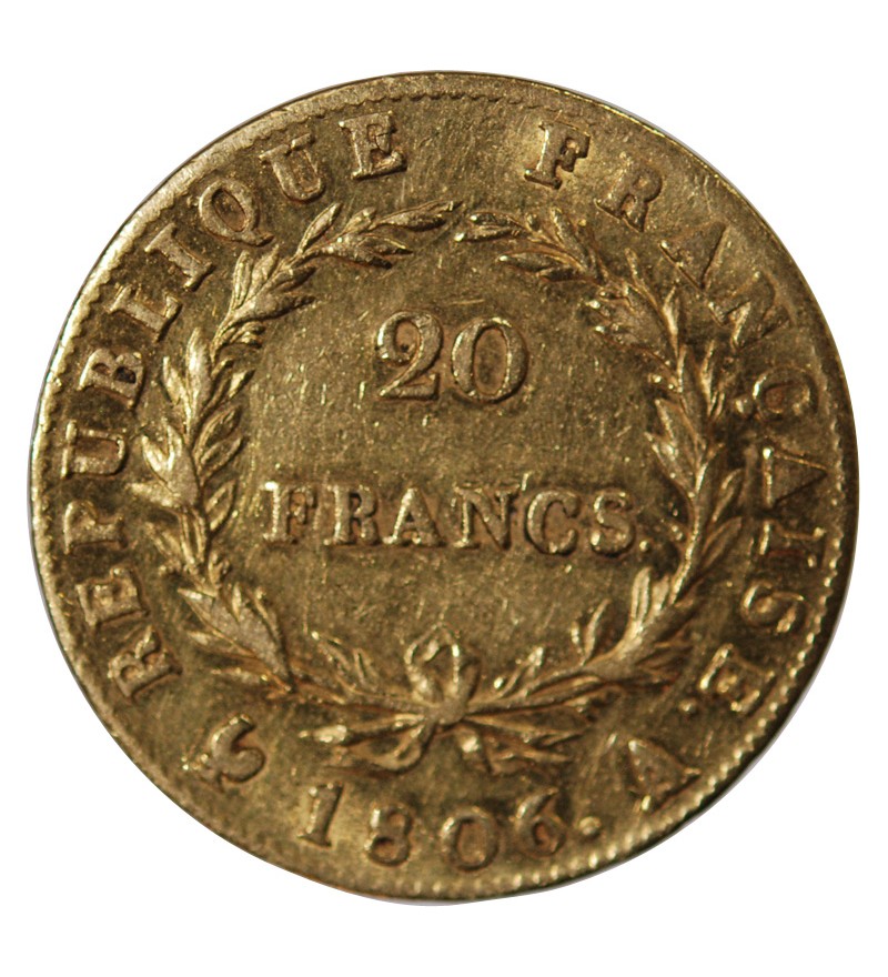 NAPOLEON Ier﻿ - 20 FRANCS OR 1806 A PARIS﻿ "Calendrier grégorien"