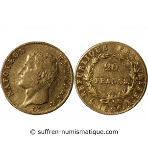 NAPOLEON Ier﻿ - 20 FRANCS OR 1806 A PARIS﻿ "Calendrier grégorien"
