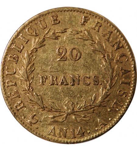 NAPOLEON Ier﻿ - 20 FRANCS OR AN 14 A PARIS﻿﻿﻿ "Calendrier révolutionnaire"