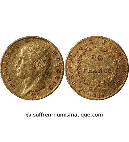 NAPOLEON Ier﻿ - 20 FRANCS OR AN 14 A PARIS﻿﻿﻿ "Calendrier révolutionnaire"