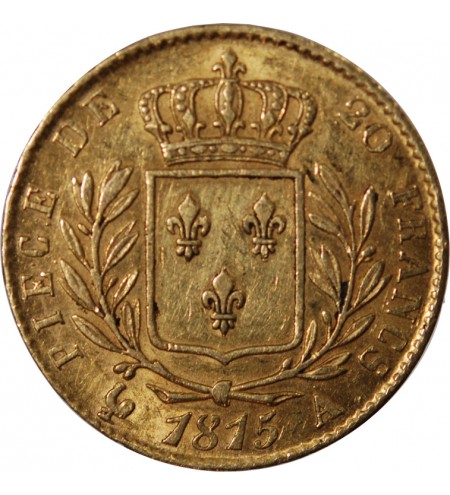 LOUIS XVIII - 20 FRANCS OR 1815 A PARIS