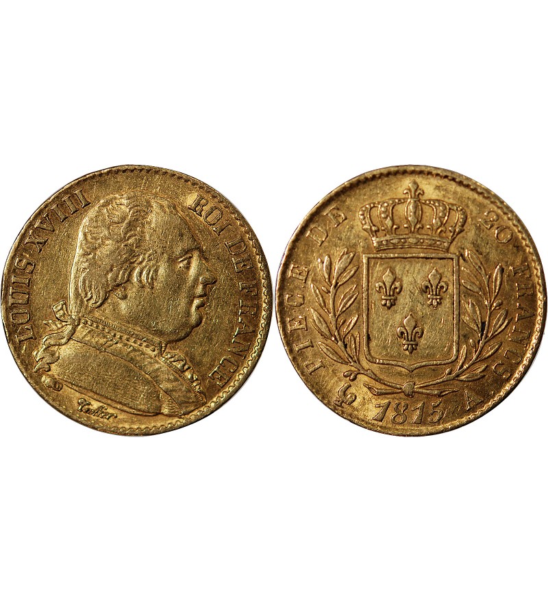 LOUIS XVIII - 20 FRANCS OR 1815 A PARIS