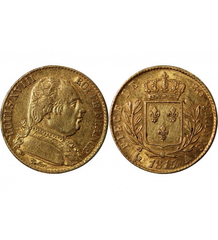 LOUIS XVIII - 20 FRANCS OR 1815 A PARIS