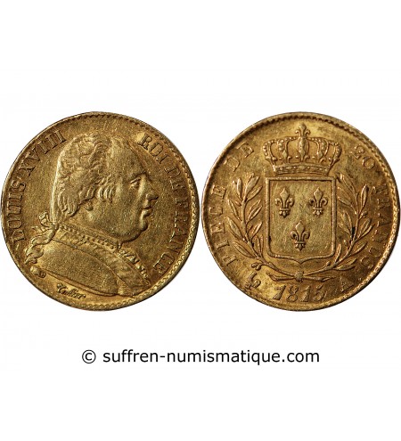 LOUIS XVIII - 20 FRANCS OR 1815 A PARIS
