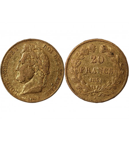 LOUIS PHILIPPE﻿ - 20 FRANCS OR 1834 B ROUEN