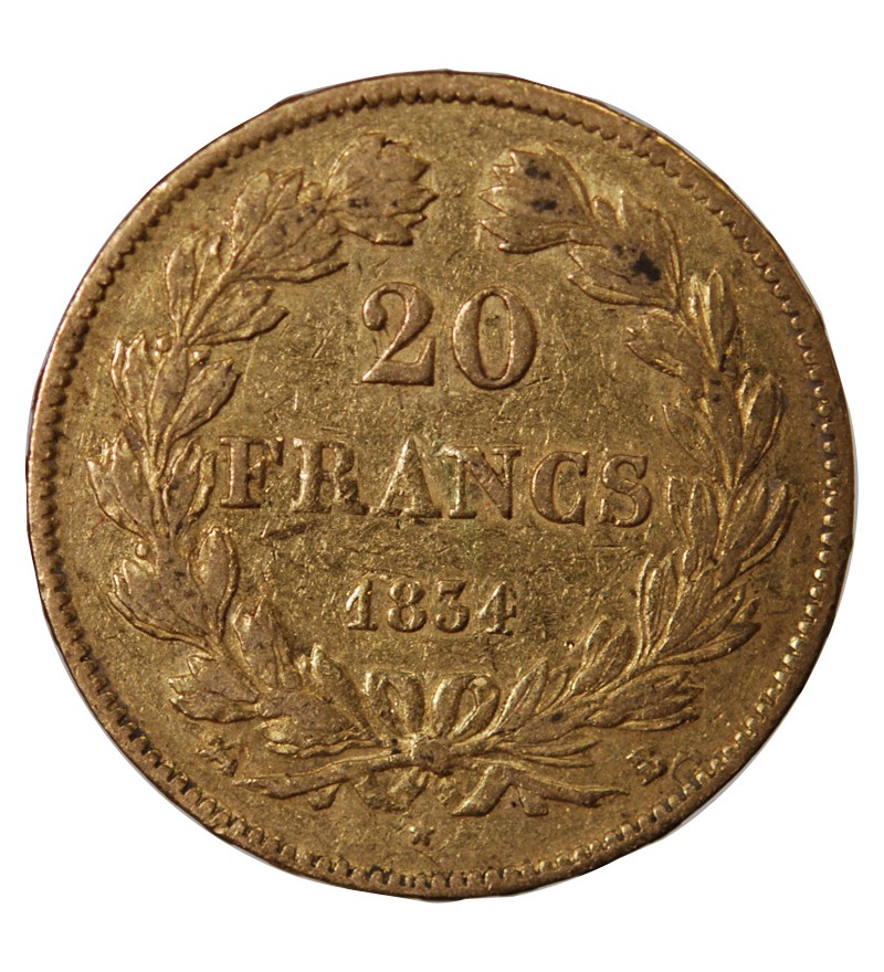 LOUIS PHILIPPE﻿ - 20 FRANCS OR 1834 B ROUEN