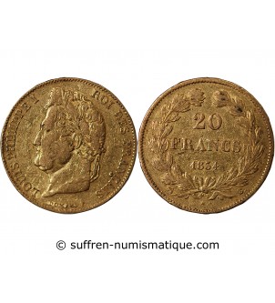 LOUIS PHILIPPE﻿ - 20 FRANCS OR 1834 B ROUEN