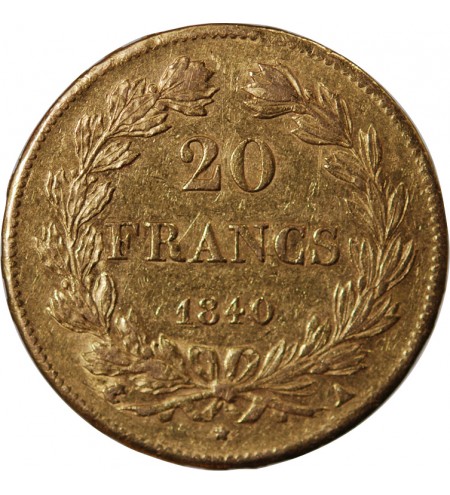 LOUIS PHILIPPE﻿ - 20 FRANCS OR 1840 A PARIS