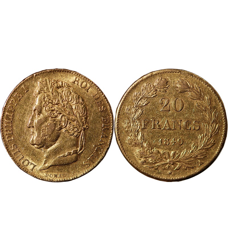 LOUIS PHILIPPE﻿ - 20 FRANCS OR 1840 A PARIS