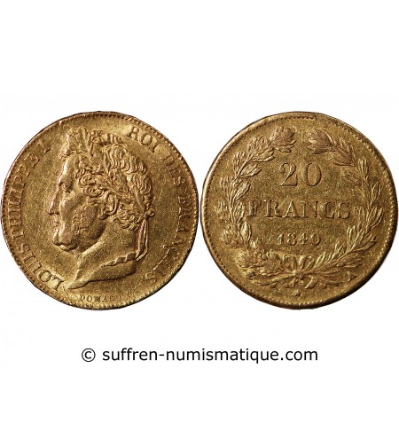 LOUIS PHILIPPE﻿ - 20 FRANCS OR 1840 A PARIS