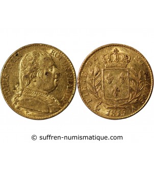LOUIS XVIII - 20 FRANCS OR 1815 A PARIS