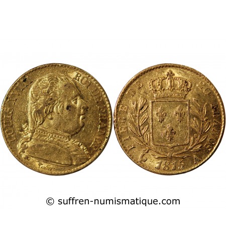 LOUIS XVIII - 20 FRANCS OR 1815 A PARIS