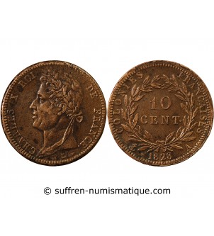 COLONIES FRANCAISES, CHARLES X - 10 CENTIMES 1828 A PARIS