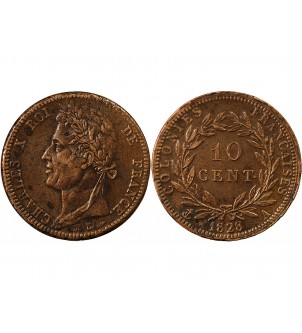 COLONIES FRANCAISES, CHARLES X - 10 CENTIMES 1828 A PARIS 2