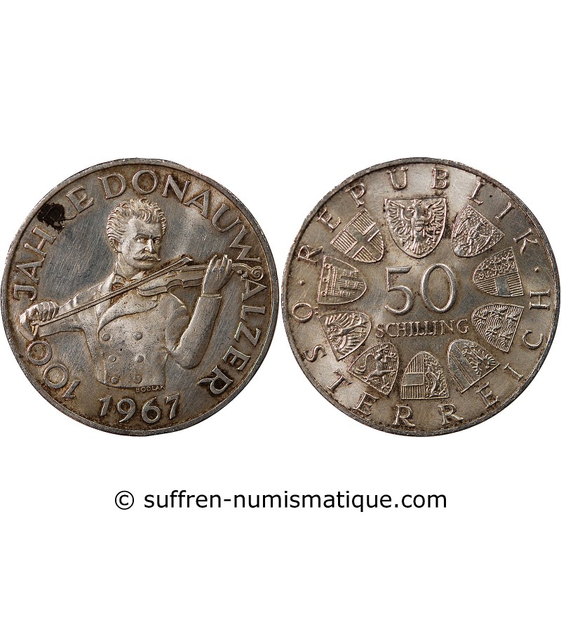 AUTRICHE - 50 SCHILLING ARGENT 1967 - LE DANUBE BLEU