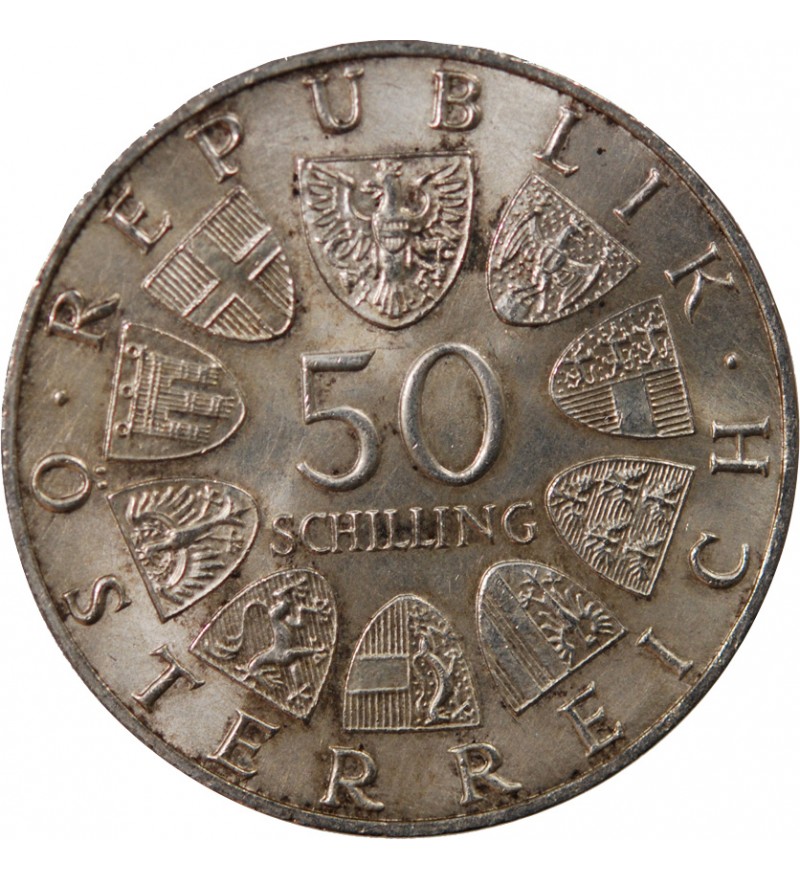 AUTRICHE - 50 SCHILLING ARGENT 1967 - LE DANUBE BLEU