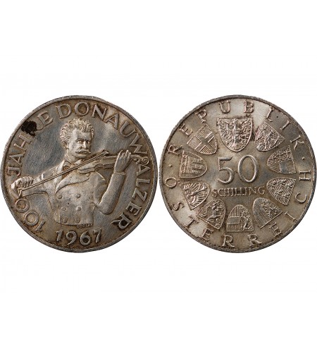 AUTRICHE - 50 SCHILLING ARGENT 1967 - LE DANUBE BLEU