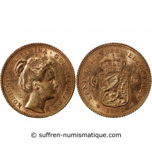 PAYS-BAS, WILHELMINA - 10 GULDEN OR 1898 Utrecht