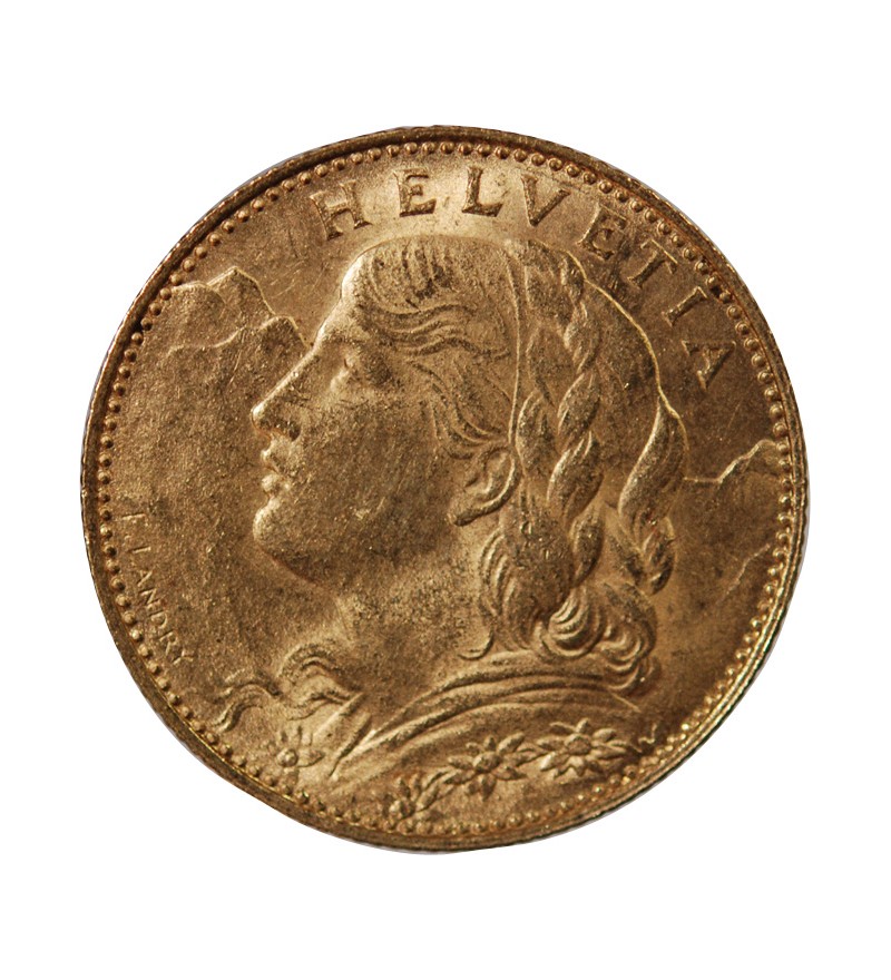 SUISSE, CONFEDERATION HELVETIQUE - 10 FRANCS OR 1922 B