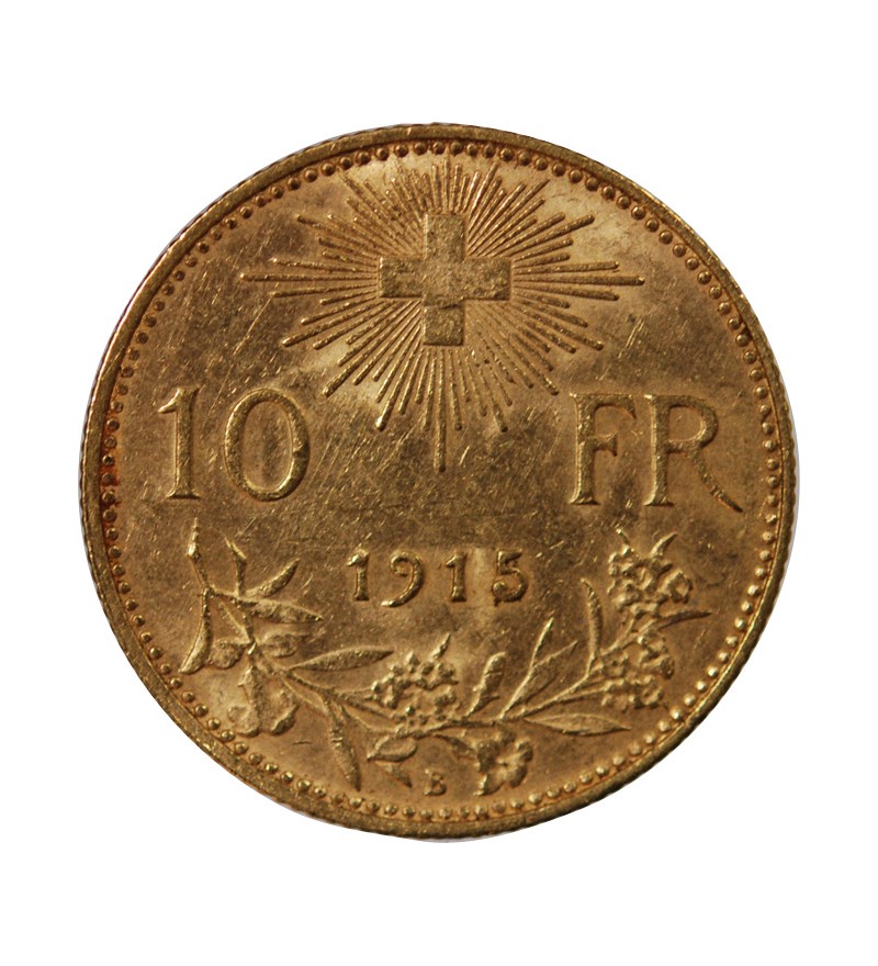 SUISSE, CONFEDERATION HELVETIQUE - 10 FRANCS OR 1915 B