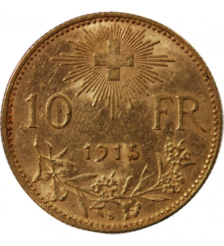 SUISSE, CONFEDERATION HELVETIQUE - 10 FRANCS OR 1915 B
