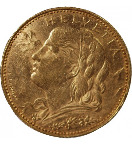 SUISSE, CONFEDERATION HELVETIQUE - 10 FRANCS OR 1915 B