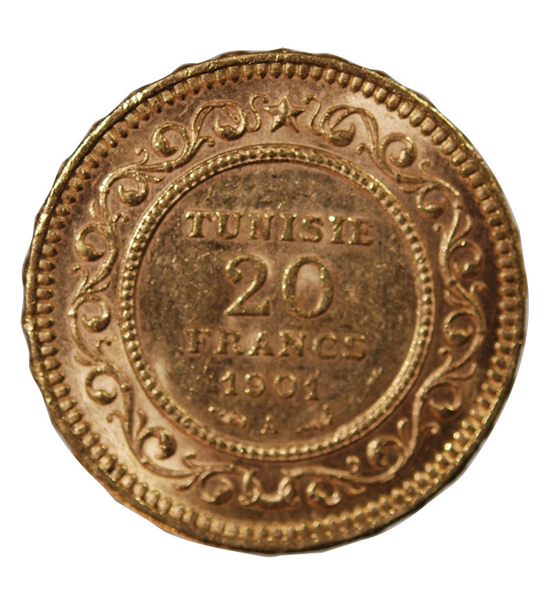 TUNISIE, Protectorat Français, Ali III - 20 FRANCS OR 1901