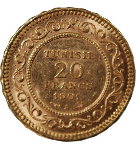 TUNISIE, Protectorat Français, Ali III - 20 FRANCS OR 1901