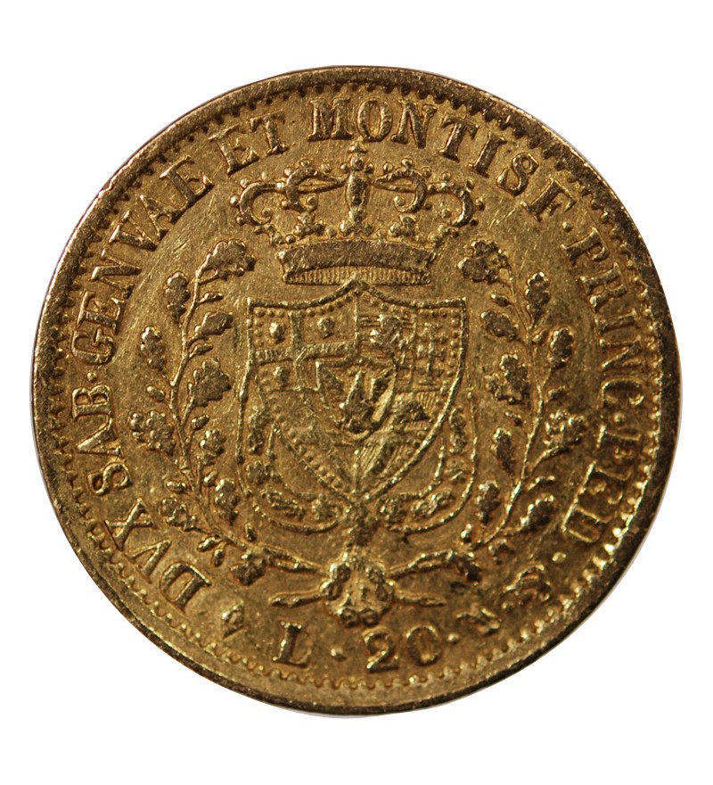 ITALIE, CHARLES FELIX﻿ - 20 LIRE OR 1828 TURIN