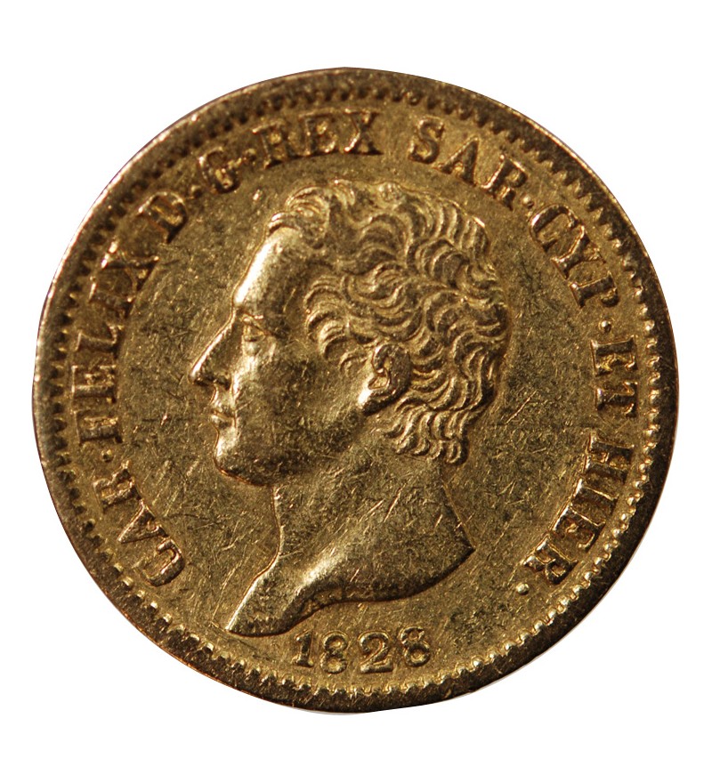 ITALIE, CHARLES FELIX﻿ - 20 LIRE OR 1828 TURIN