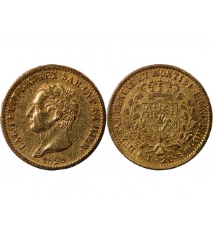 ITALIE, CHARLES FELIX﻿ - 20 LIRE OR 1828 TURIN 2