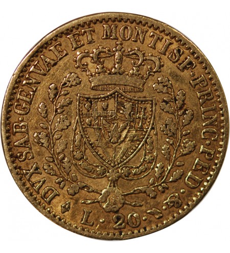 ITALIE, CHARLES FELIX﻿ - 20 LIRE OR 1828 TURIN