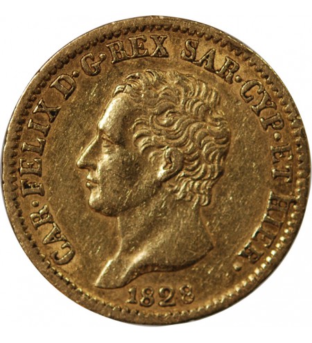 ITALIE, CHARLES FELIX﻿ - 20 LIRE OR 1828 TURIN